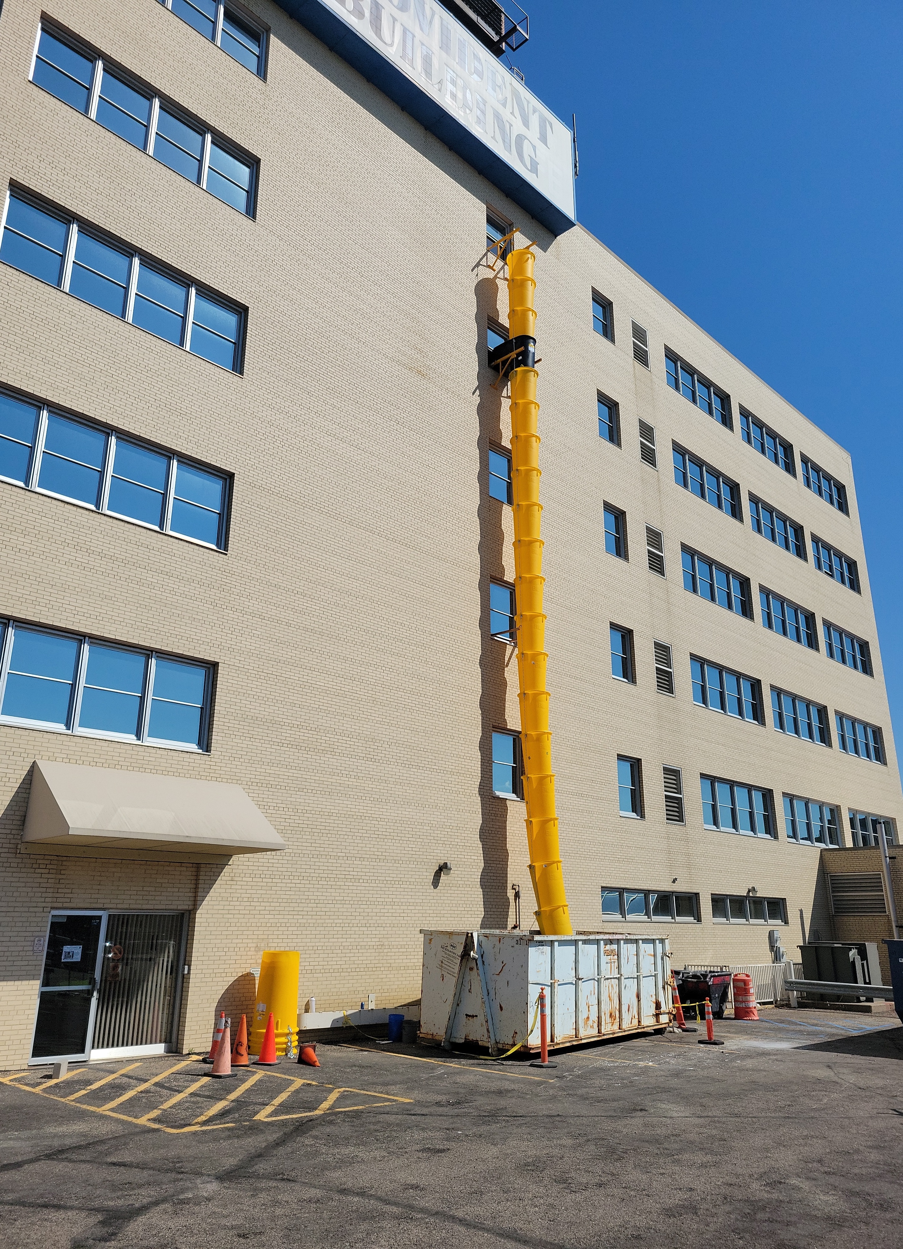 Garbage chute on building