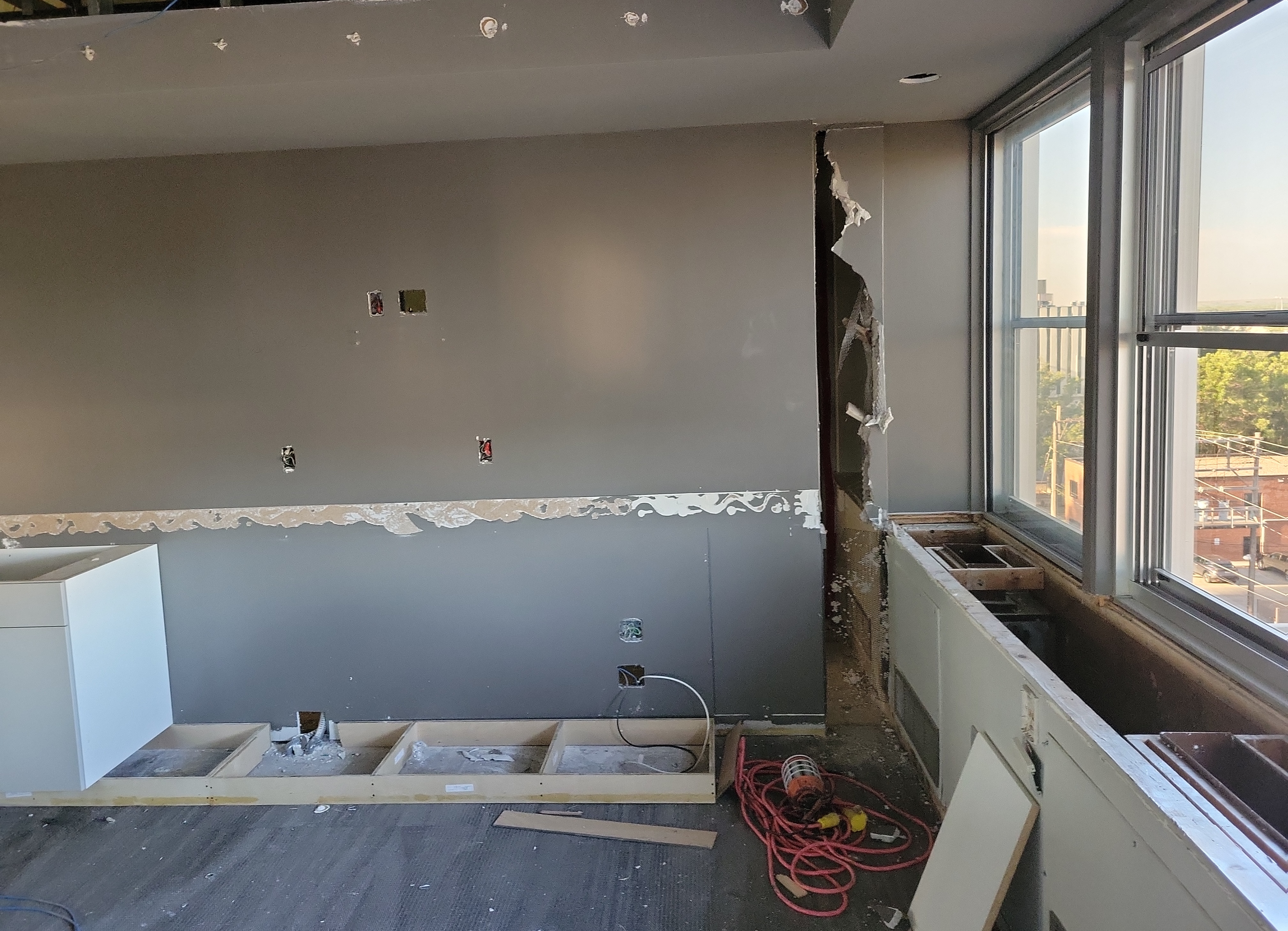 Demolition picture showing old heating unit