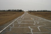 Paved road with cracks