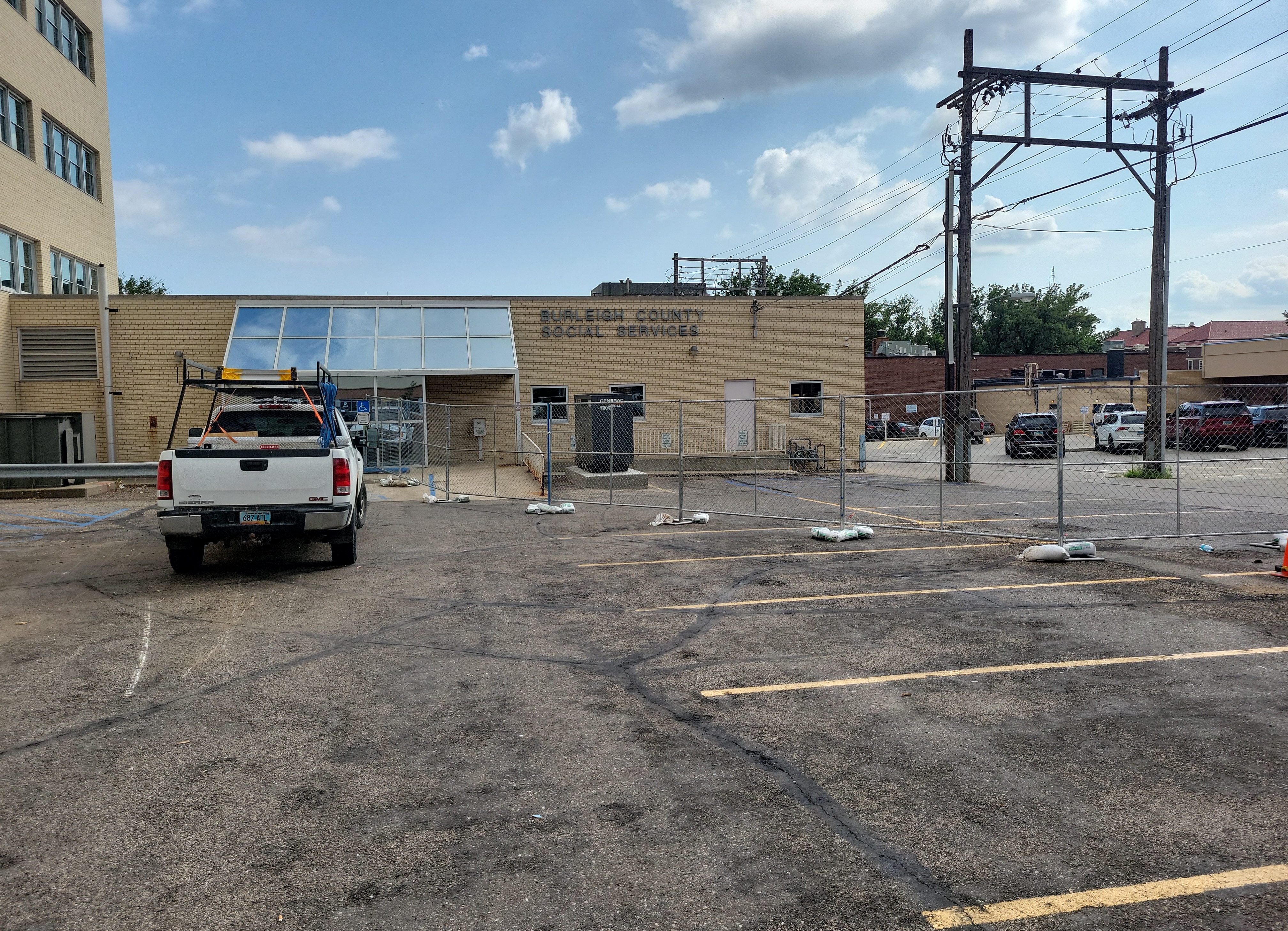 Parking lot facing south